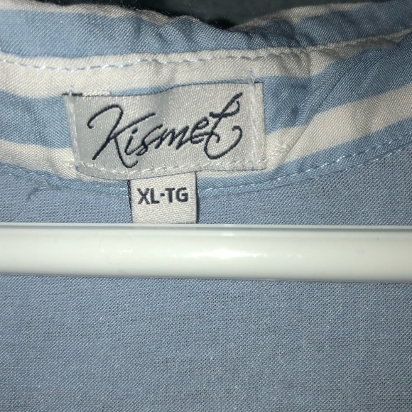 Kismet blue / white stripe Asymmetrical Sleeveless Tank Top-XL - v neck / pocket - Picture 3 of 7